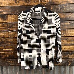 Sioni Black and White Checkered Blazer/cardigan